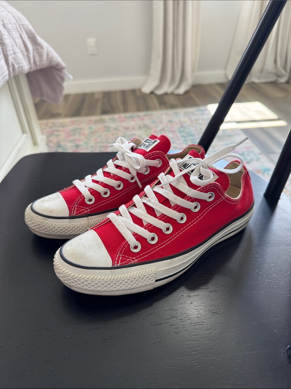 Converse Red Low-Top Canvas Sneakers with White Accents